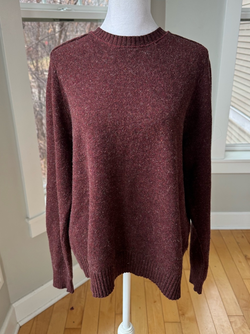 American Eagle Outfitters Red Orange Vintage Slim Fit Wool Crewneck Sweater Sz L